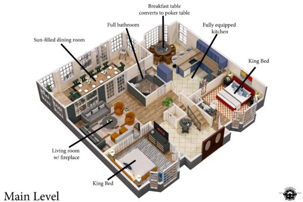 3D Main Level Inside Labeled for Airbnb 3D Main Level Inside Labeled for Airbnb