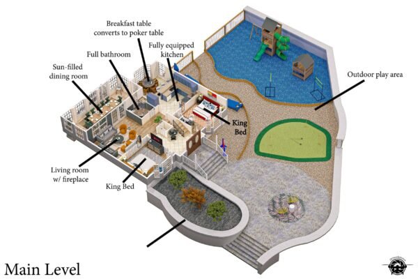 3D Main Level with outside copy Labeled for Airbnb 3D Main Level with outside copy Labeled for Airbnb